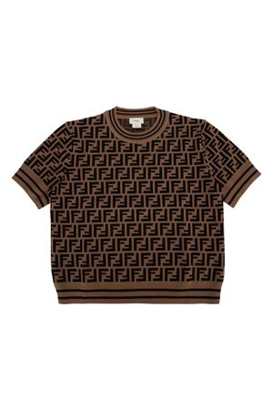 maglia in viscosa marrone FENDI KIDS | JFG069AEYDF15B6